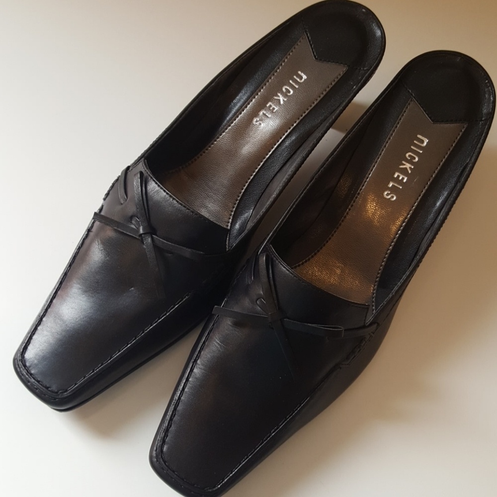 Nickels Black Leather Mules.sz 8m